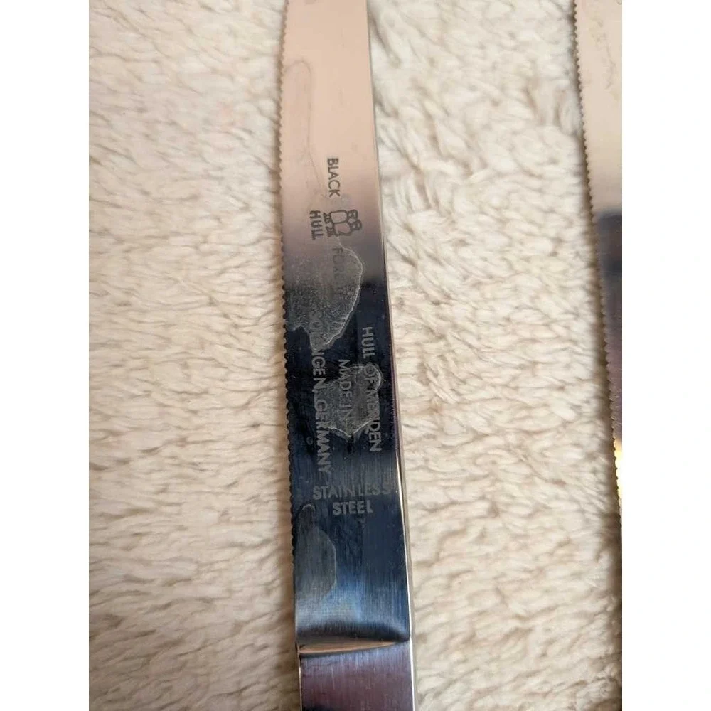HULL OF MERIDEN Black Forest Steak Knives Set 6pc Solingen Germany Vintage